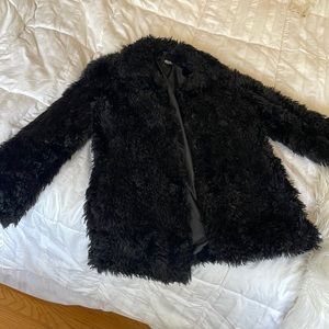 Black faux fur coat